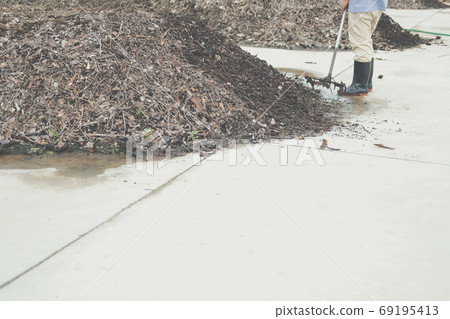 organic compost heap. fertilizer production for soil cultivation 69195413