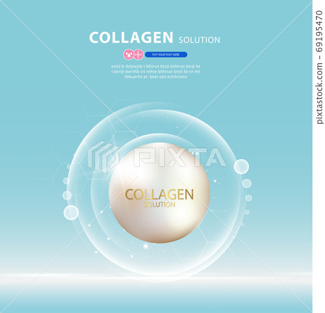 Collagen serum and vitamin background concept skin care cosmetics solution vector design. 69195470