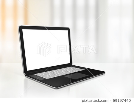 Laptop computer on office desk Laptop computer on office desk 69197440