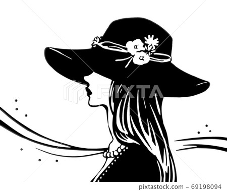 Cutout of a woman wearing a hat 69198094