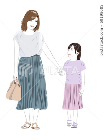 Mother and daughter holding hands Mother and daughter holding hands 69198685