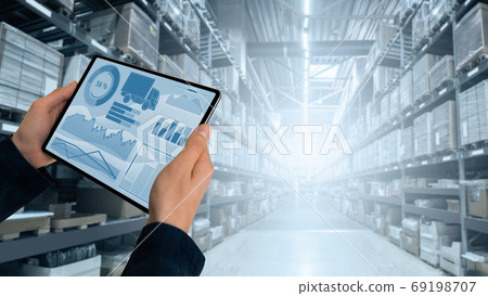 Warehouse manager with tablet 69198707