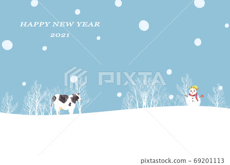 牛和雪人新年賀卡 69201113