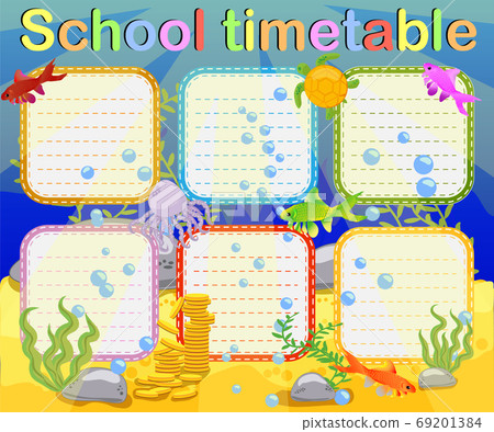School timetable with marine themes, underwater world School timetable with marine themes, underwater world 69201384