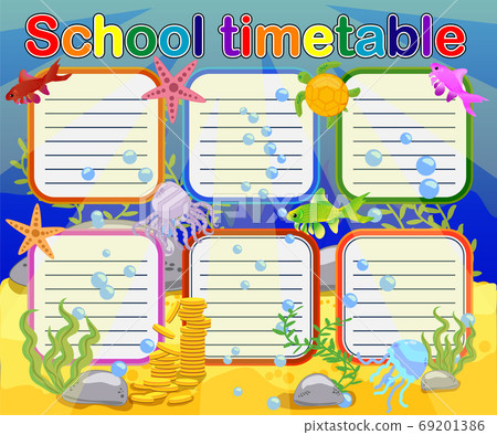 School timetable with marine themes, underwater world School timetable with marine themes, underwater world 69201386