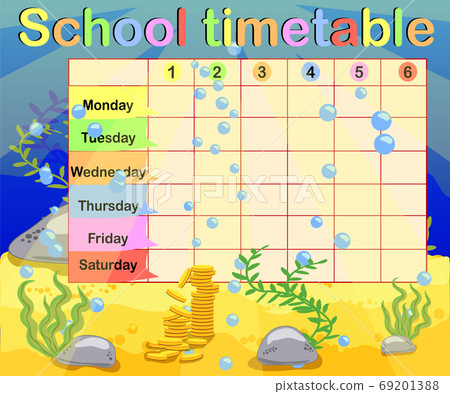School timetable with marine themes, underwater world School timetable with marine themes, underwater world 69201388