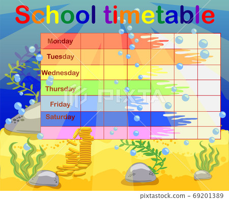 School timetable with marine themes, underwater world School timetable with marine themes, underwater world 69201389