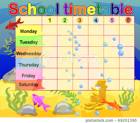 School timetable with marine themes, underwater world School timetable with marine themes, underwater world 69201390