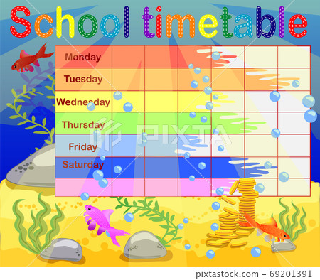 School timetable with marine themes, underwater world School timetable with marine themes, underwater world 69201391