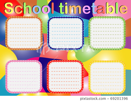Template school timetable for students or pupils with days of week and free spaces 69201396