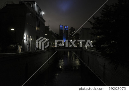 Kanda River and Tokyo Metropolitan Government Office at night 1 69202073