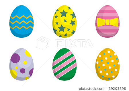 Set of happy and colorful Easter egg illustrations Set of happy and colorful Easter egg illustrations 69203898