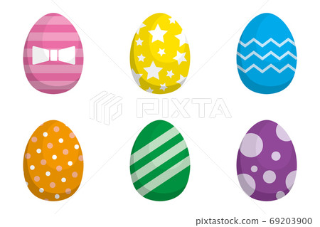 Set of happy and colorful Easter egg illustrations Set of happy and colorful Easter egg illustrations 69203900