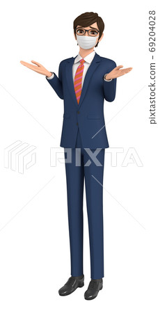 3D illustration-Businessman in a mask is in trouble 3D illustration-Businessman in a mask is in trouble 69204028