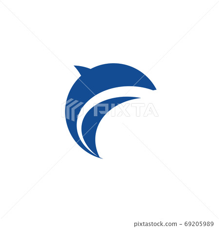Abstract dolphin silhouette blue icon, logo concept of dolphin or killer whale. Isolated vector symbol. Abstract dolphin silhouette blue icon, logo concept of dolphin or killer whale. Isolated vector symbol. 69205989