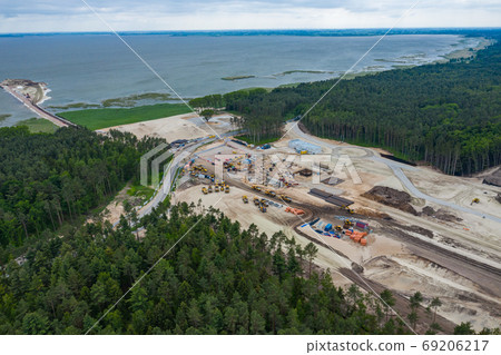 Aerial view of Vistula Spit, place for the future canal. 69206217