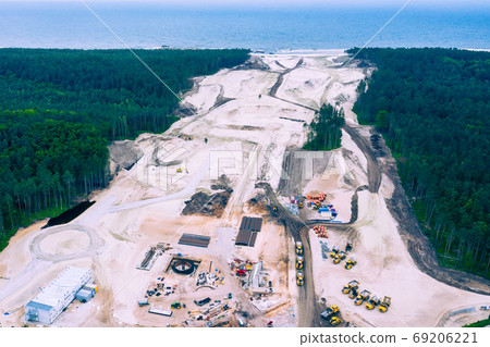 Aerial view of Vistula Spit, place for the future canal. 69206221