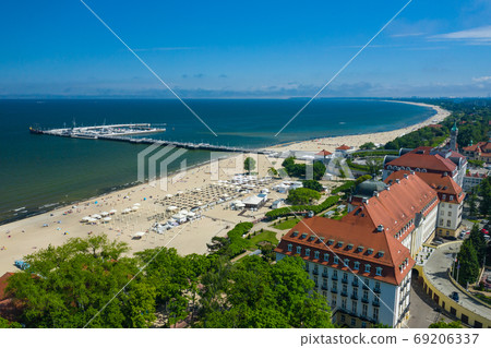 Sopot Aerial View. Beautiful architecture of Sopot resort from a Sopot Aerial View. Beautiful architecture of Sopot resort from a 69206337