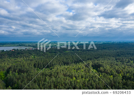 Aerial view of Vistula Split. Mierzeja Wislana Landscape Park. P Aerial view of Vistula Split. Mierzeja Wislana Landscape Park. P 69206433