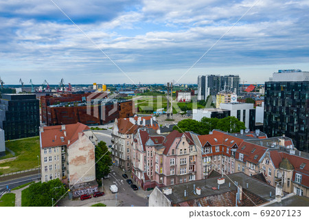Aerial view of Old Town in Gdansk. Tricity, Pomerania, Poland. 69207123