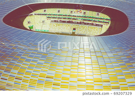 Aerial view of Stadium Energa, home stadium of local team Lechia Gdansk. Gdansk, Poland. Aerial view of Stadium Energa, home stadium of local team Lechia Gdansk. Gdansk, Poland. 69207329