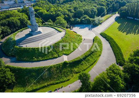 Aerial view of Westerplatte Monument in memory of the Polish defenders. Aerial view of Westerplatte Monument in memory of the Polish defenders. 69207356