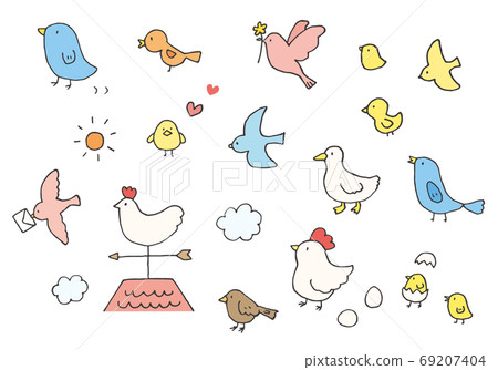 Hand-drawn loose bird illustration (color) Hand-drawn loose bird illustration (color) 69207404