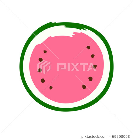 Cut in half watermelon isolated on white, vector 69208068