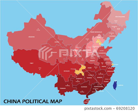 China political map divide by state colorful outline simplicity style. China political map divide by state colorful outline simplicity style. 69208120