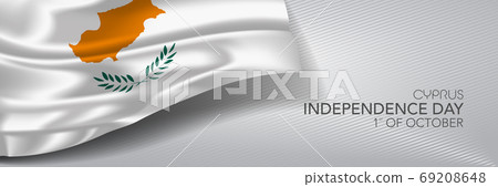 Cyprus independence day vector banner, greeting card. 69208648