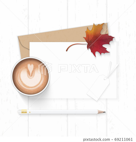 Flat lay top view elegant white composition letter kraft paper e Flat lay top view elegant white composition letter kraft paper e 69211061