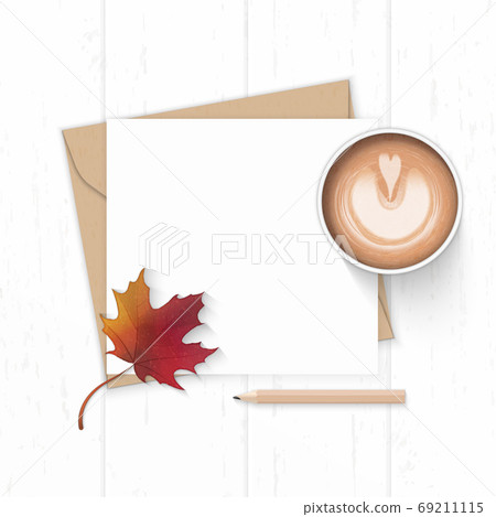 Flat lay top view elegant white composition letter kraft paper e 69211115