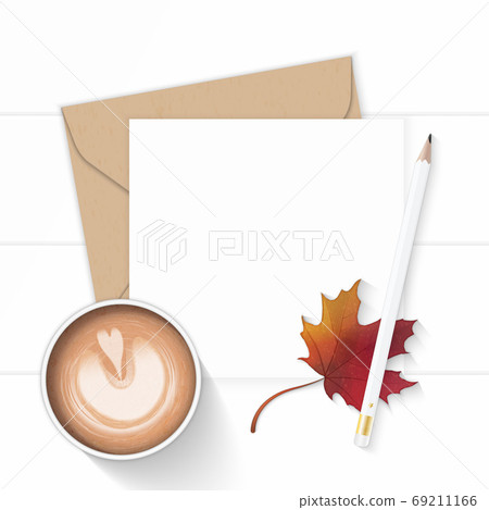 Flat lay top view elegant white composition letter kraft paper e Flat lay top view elegant white composition letter kraft paper e 69211166