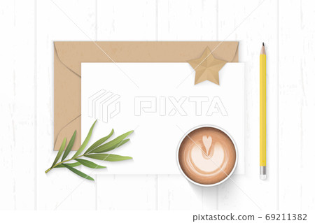 Flat lay top view elegant white composition letter paper kraft e Flat lay top view elegant white composition letter paper kraft e 69211382