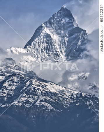 Famous Himalaya peak seen from Sarangkot Machapuchare, Nepal 69212254