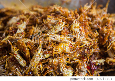 crispy sweet baby crab seafood of  Thai street food 69212705