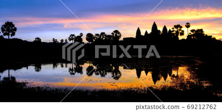 Stunning Sunrise and reflections at Angkor Wat - Siem Reap - Cambodia Biggest religious monument on the World Stunning Sunrise and reflections at Angkor Wat - Siem Reap - Cambodia Biggest religious monument on the World 69212762