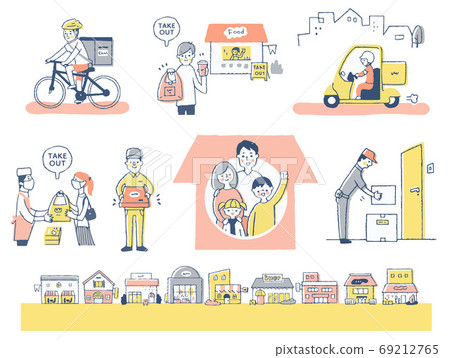 Various delivery services and take-out sets 69212765