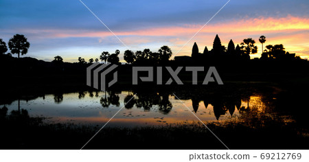 Stunning Sunrise and reflections at Angkor Wat - Siem Reap - Cambodia Biggest religious monument on the World 69212769