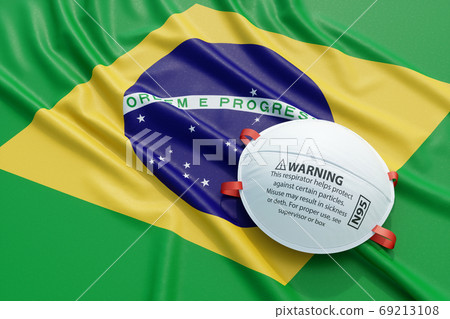 Coronavirus medical surgical face mask on the Brazilian national 69213108