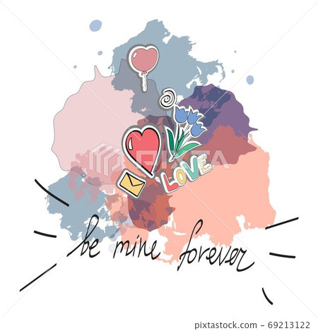Watercolor and doodle love card - Stock Illustration [69213122] - PIXTA