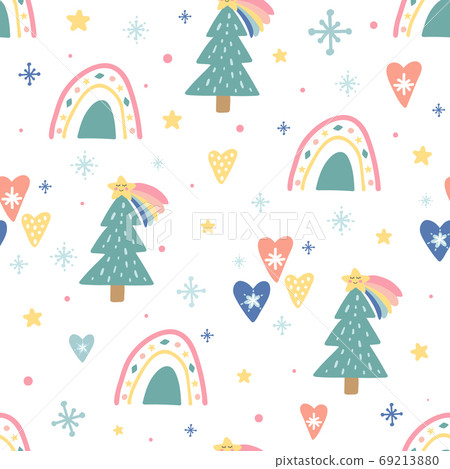 Christmas seamless pattern with cute funny... - Stock Illustration ...
