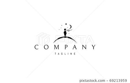 Vector logo on which an abstract image of a dreaming little boy with a developing scarf. 69213959