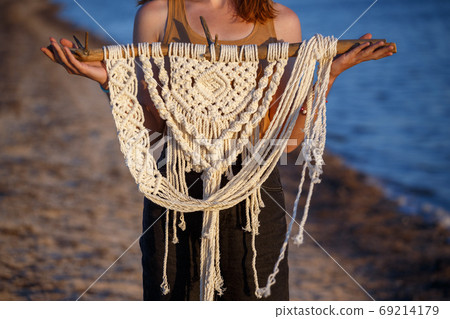 creation of a panel from macrame creation of a panel from macrame 69214179