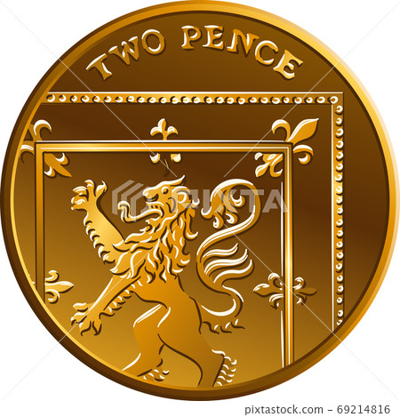 Vector British money gold coin 2 pence 69214816