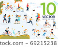 Summer Time Active Outdoor Rest Family Scene Set 69215238