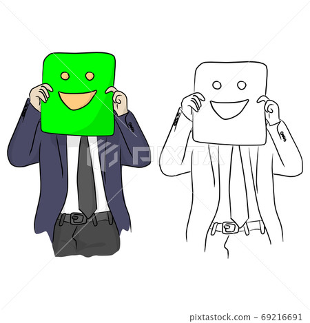 Businessman holds a green paper with a smile vector illustration Businessman holds a green paper with a smile vector illustration 69216691