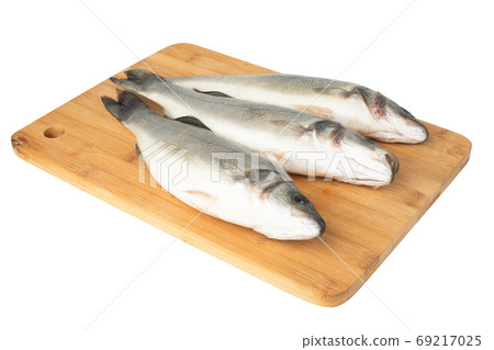 Raw seabass isolated on white 69217025
