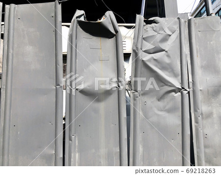 Crumpled iron plate background 69218263