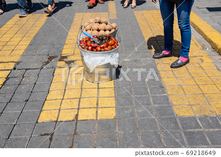 Mexican townscape of Cholura who sell sweet potatoes and sweets on the street 69218649